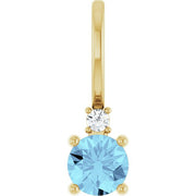 14K Yellow Natural Aquamarine & .015 CT Natural Diamond Charm/Pendant