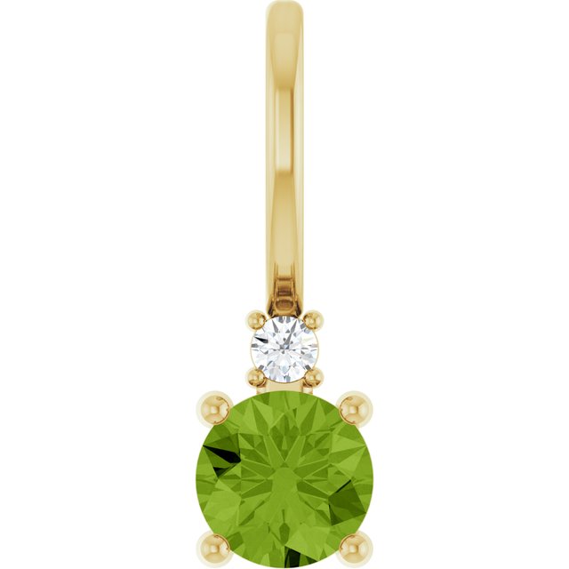 14K Yellow Natural Peridot & .015 CT Natural Diamond Charm/Pendant