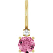 14K Yellow Natural Pink Tourmaline & .015 CT Natural Diamond Charm/Pendant
