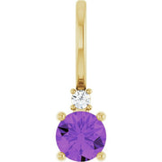 14K Yellow Natural Amethyst & .015 CT Natural Diamond Charm/Pendant