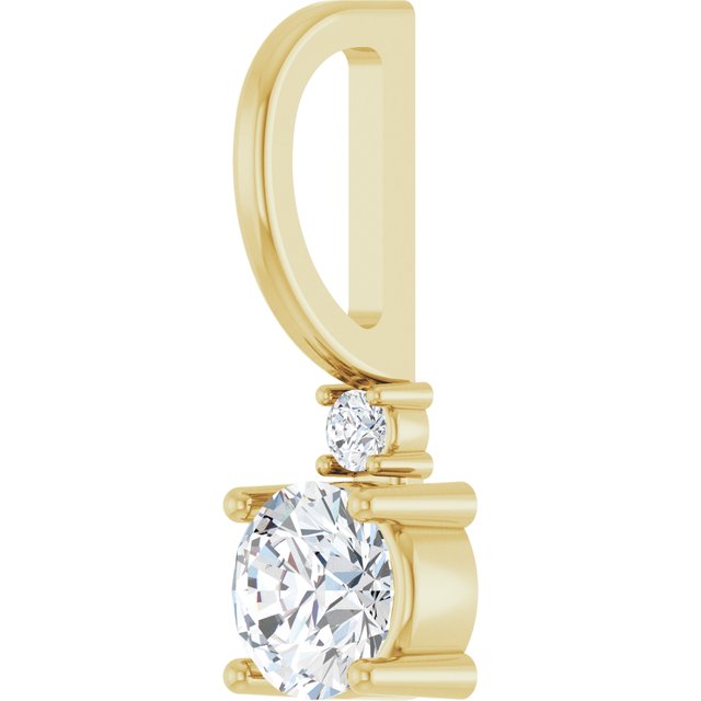 14K Yellow Natural White Sapphire & .015 CT Natural Diamond Charm/Pendant