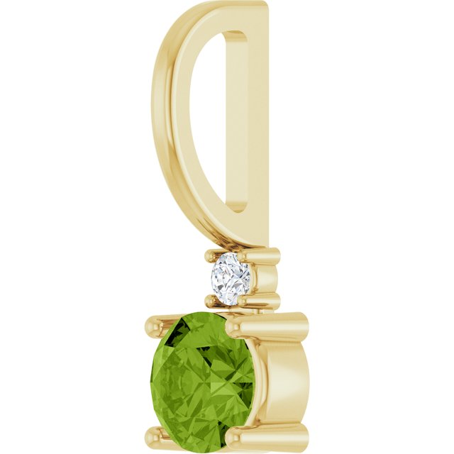 14K Yellow Natural Peridot & .015 CT Natural Diamond Charm/Pendant