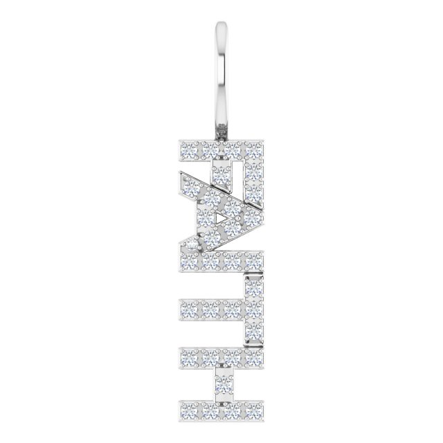 14K White 1/8 CTW Natural Diamond 'Faith' Charm/Pendant