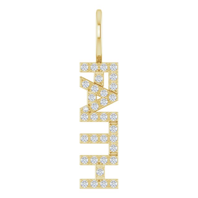 14K Yellow 1/8 CTW Natural Diamond 'Faith' Charm/Pendant