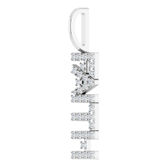 14K White 1/8 CTW Natural Diamond 'Faith' Charm/Pendant