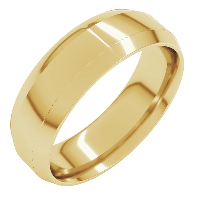 14K Yellow 6 mm Beveled Edge Comfort Fit Light Band Size 7.5