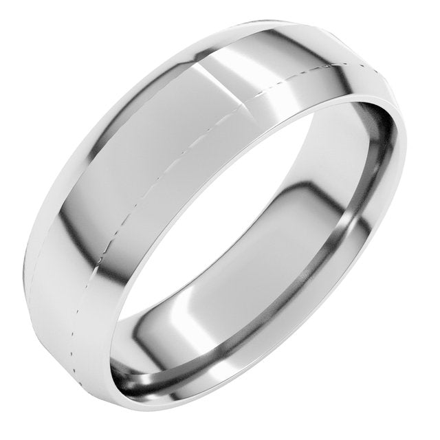 14k White 6 Mm Lightweight Beveled-edge Comfort-fit Flat Band Size 8