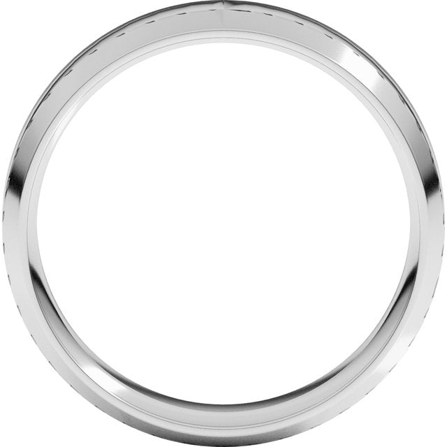14k White 6 Mm Lightweight Beveled-edge Comfort-fit Flat Band Size 8