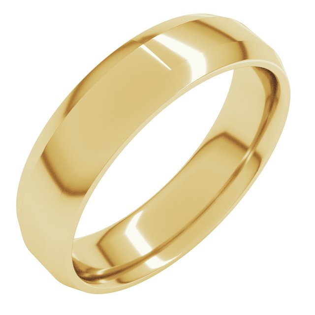 14k Yellow 5 Mm Lightweight Beveled-edge Comfort-fit Flat Band Size 11