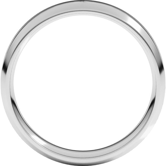 14k White 5 Mm Lightweight Beveled-edge Comfort-fit Flat Band Size 13.5