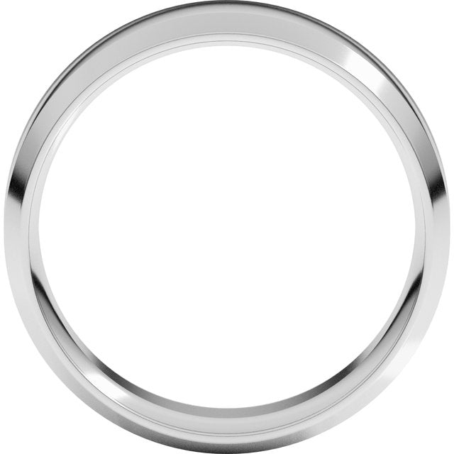 14k White 7 Mm Lightweight Beveled-edge Comfort-fit Flat Band Size 11