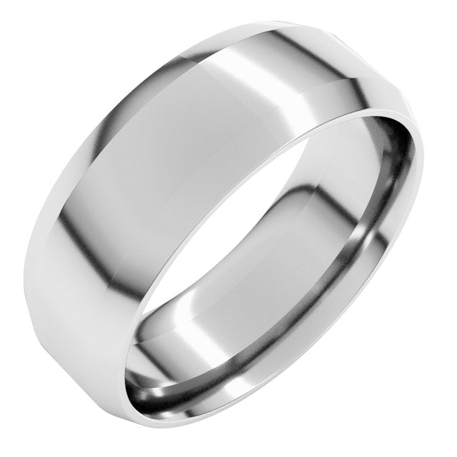 14k White 7 Mm Lightweight Beveled-edge Comfort-fit Flat Band Size 11