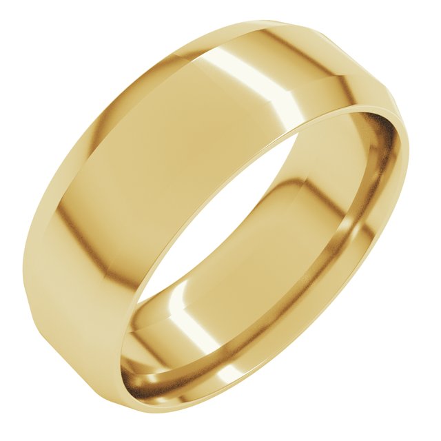 14K Yellow 7 mm Beveled Edge Comfort Fit Light Band Size 9.5