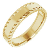 14K Yellow 6 mm Sculptural Flat Band Size 12