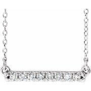 14k White 1/8 Ctw Lab-grown Diamond French-set Bar 18' Necklace