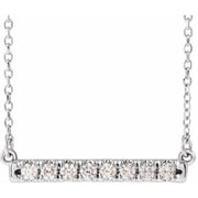 14K White 1/4 CTW Lab-Grown Diamond French-Set Bar 18' Necklace