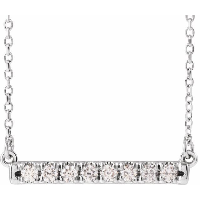 14K White 1/4 CTW Lab-Grown Diamond French-Set Bar 18' Necklace