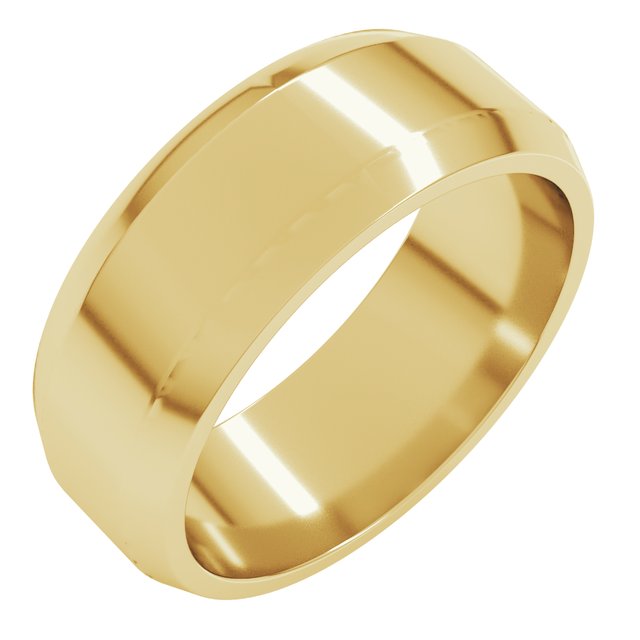 18K Yellow 7 mm Beveled Edge Light Band Size 9