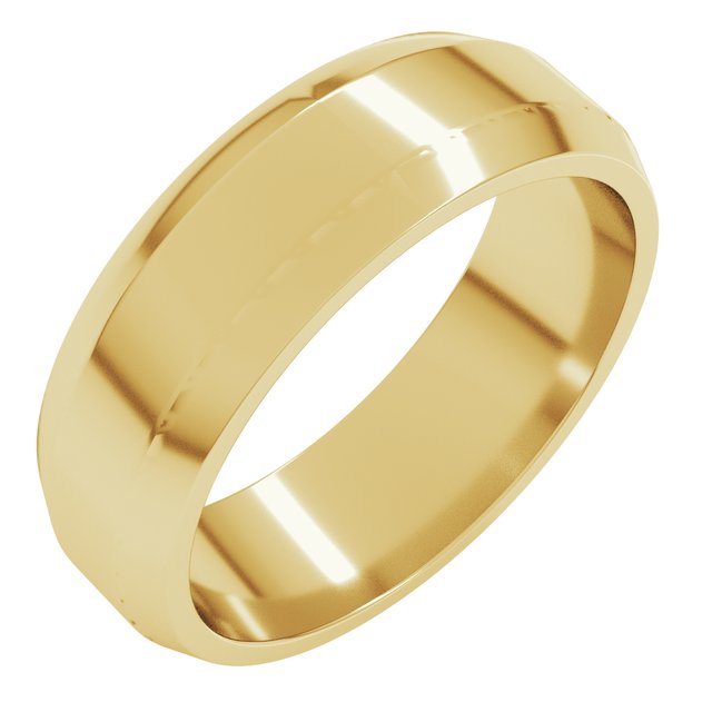 14k Yellow 6 Mm Lightweight Beveled-edge Flat Band Size 8.5