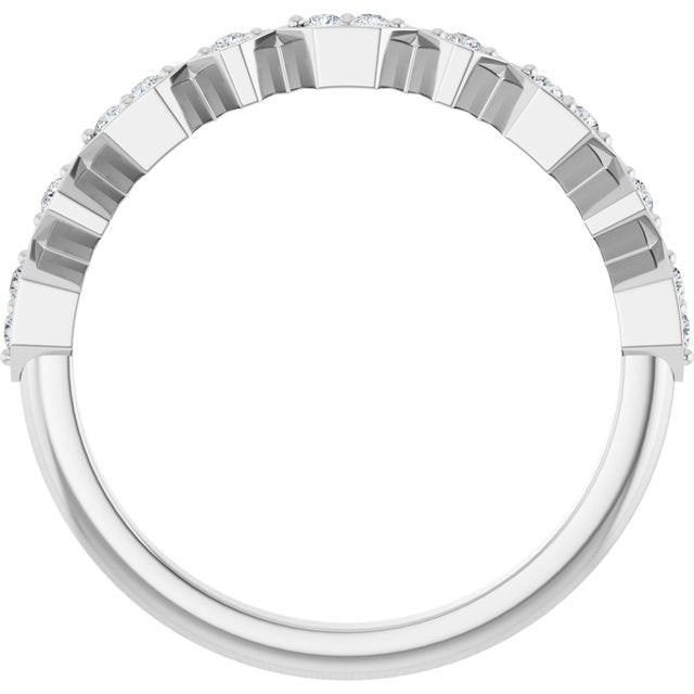 14K White 1/8 CTW Natural Diamond Geometric Anniversary Band