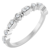 14K White 1/8 CTW Natural Diamond Geometric Anniversary Band