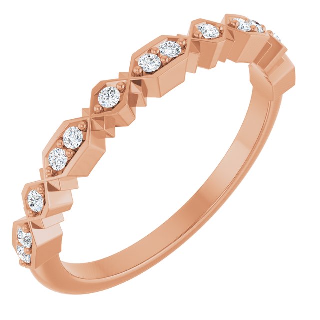 14K Rose 1/8 CTW Natural Diamond Geometric Anniversary Band