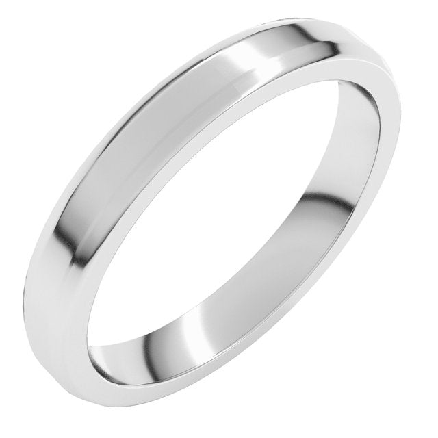 14K White 3 mm Beveled Edge Light Band Size 6.5
