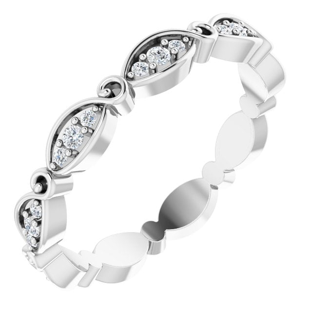 14K White 1/5 CTW Natural Diamond Eternity Band Size 7