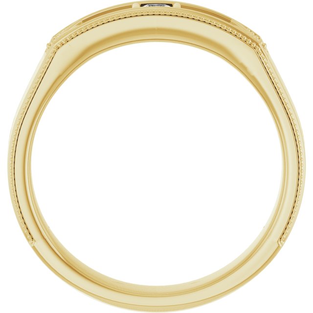 14k Yellow 1/10 Ct Natural Diamond Geometric Milgrain Band