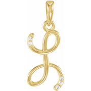 14k Yellow .025 Ctw Natural Diamond Initial L Pendant