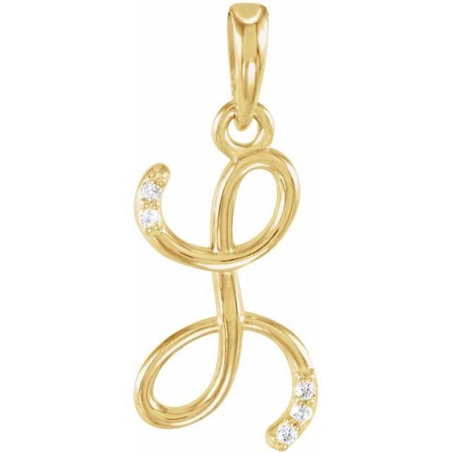 14k Yellow .025 Ctw Natural Diamond Initial L Pendant
