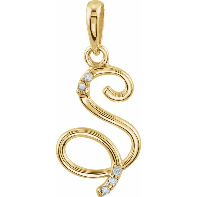 14k Yellow .025 Ctw Natural Diamond Initial S Pendant