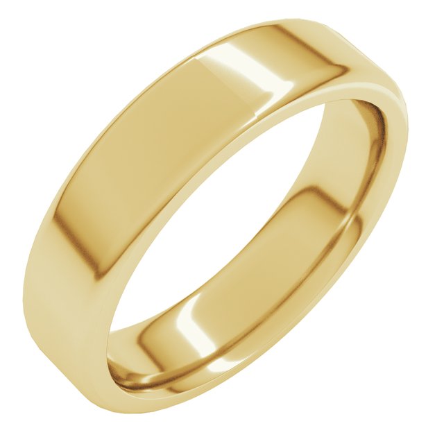 14k Yellow 5 Mm Round-edge Comfort-fit Flat Band Size 5