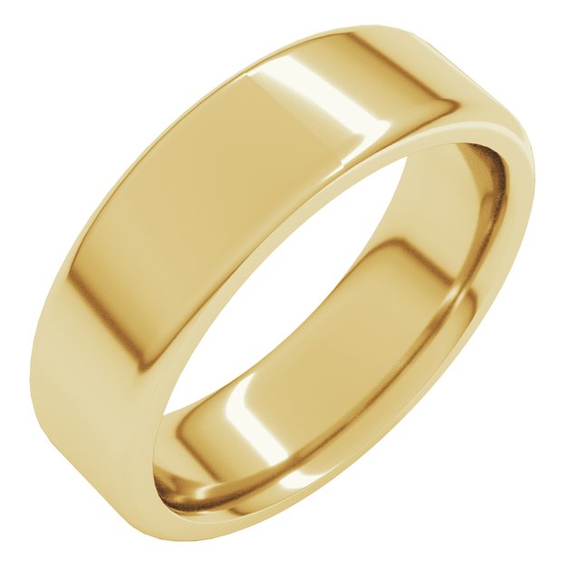 14K Yellow 6 mm Flat Comfort Fit Round Edge Band Size 13.5
