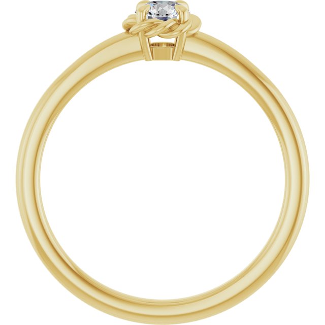14K Yellow 1/5 CT Natural Diamond Solitaire Rope Ring