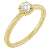 14K Yellow 1/5 CT Natural Diamond Solitaire Rope Ring