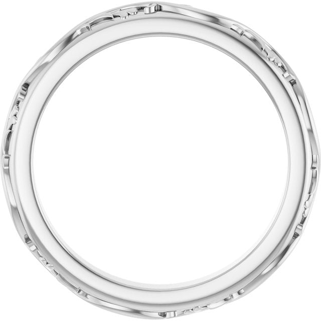 14K White 2.8 mm Floral Band Size 7