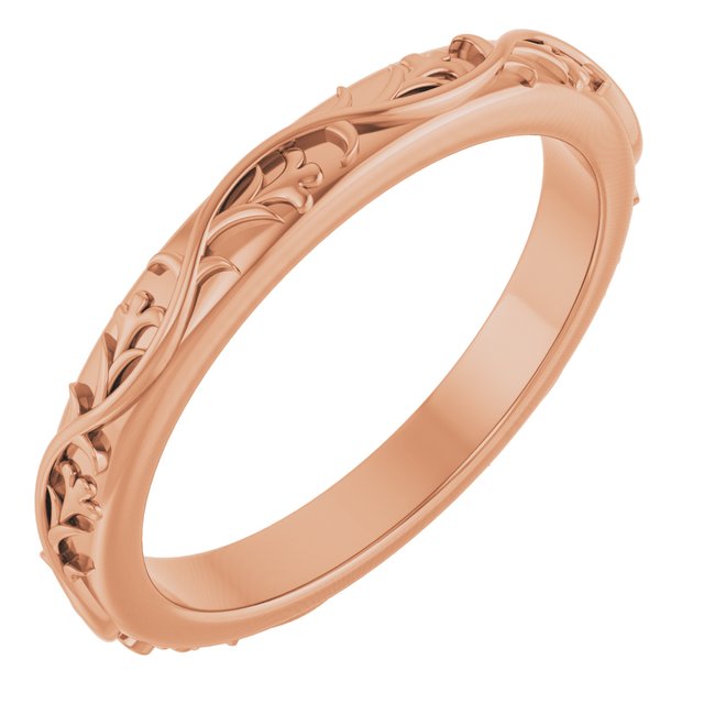 14K Rose 2.8 mm Floral Band Size 7