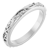 14K White 2.8 mm Floral Band Size 7