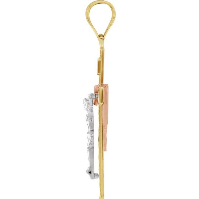 14K Yellow/White/Rose  29x18.5 mm Crucifix Pendant