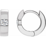 14k White 1/4 Ctw Natural Diamond 12 Mm Hinged Huggie Hoop Earrings