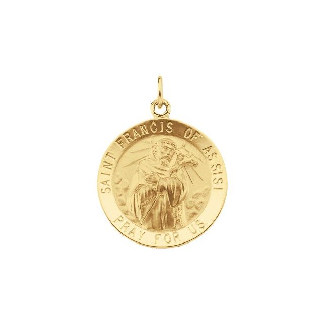 14K Yellow 22 mm Round St. Francis of Assisi Medal