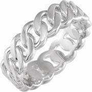 14K White 6.5 mm Chain Link Band Size 4
