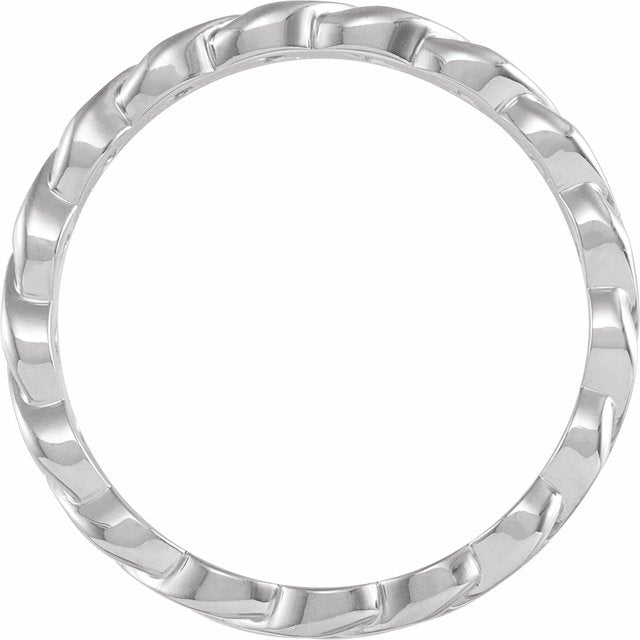 14K White 6.5 mm Chain Link Band Size 4