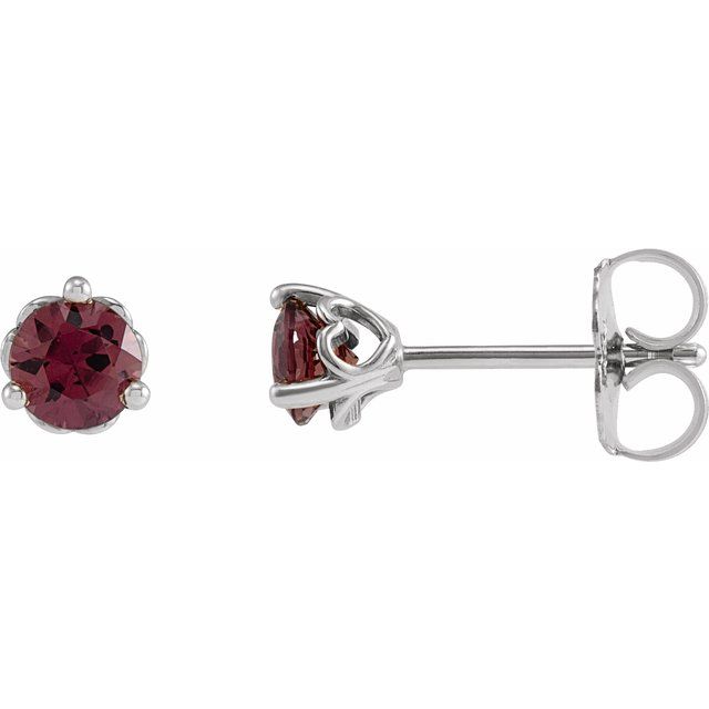 Sterling Silver 5 mm Natural Rhodolite Garnet Cocktail-Style Earrings