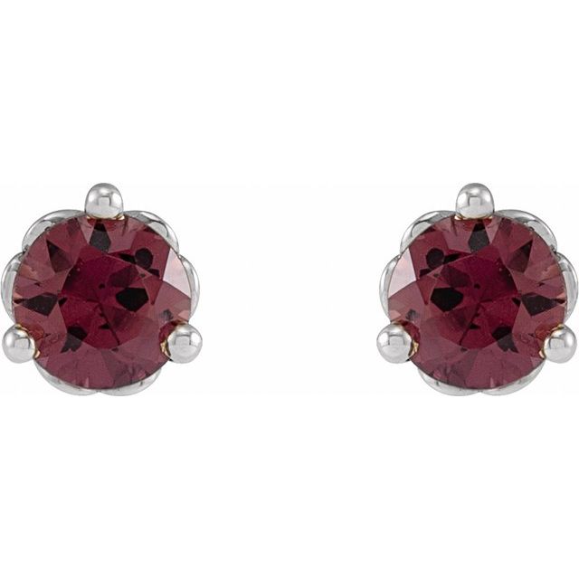 Sterling Silver 5 mm Natural Rhodolite Garnet Cocktail-Style Earrings