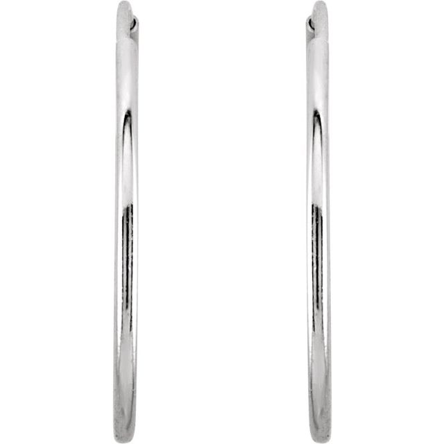 14K White Endless Tube 20 mm Hoop Earring