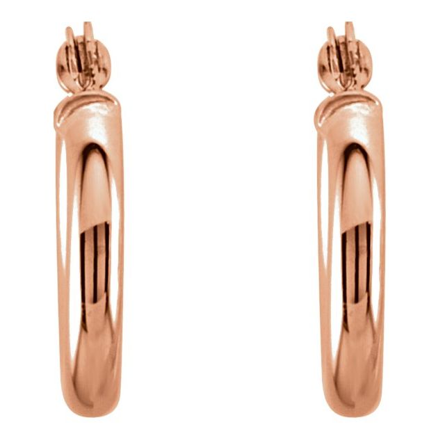 14K Rose Tube 13 mm Hoop Earrings