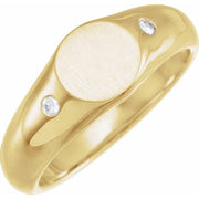 14K Yellow  .06 CTW Natural Diamond 8.6 mm Round Signet Ring