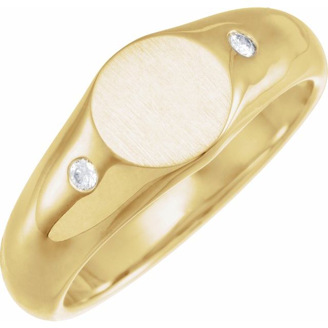 14K Yellow  .06 CTW Natural Diamond 8.6 mm Round Signet Ring